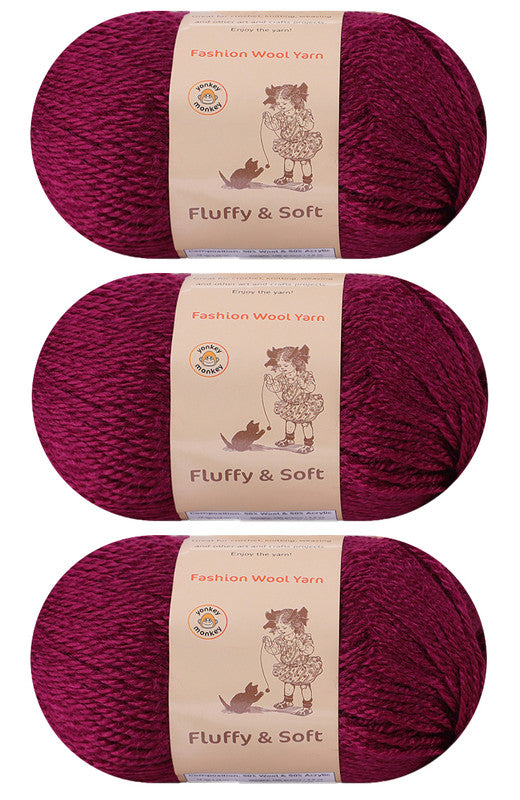 Fluffy Wool Yarn (Pack of 3) by Yonkey Monkey